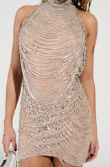 THE MAIN ATTRACTION RHINESTONE MINI DRESS