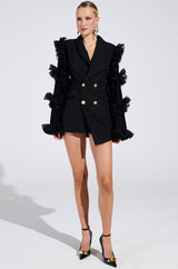 LIVING OVER THE TOP RUFFLE SLEEVE BLAZER MINI DRESS