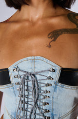 SELFISH SOUL DENIM CORSET TOP