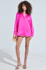 GEO SATIN LONG SLEEVE BLOUSE