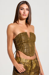 OUT LIKE A BANDIT FAUX LEATHER CORSET
