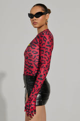 HERE KITTY GLOVED CHEEKY BODYSUIT IN BURGUNDY