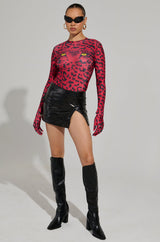 HERE KITTY GLOVED CHEEKY BODYSUIT IN BURGUNDY