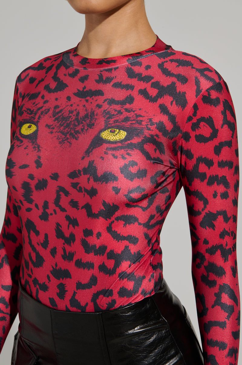 HERE KITTY GLOVED CHEEKY BODYSUIT IN BURGUNDY