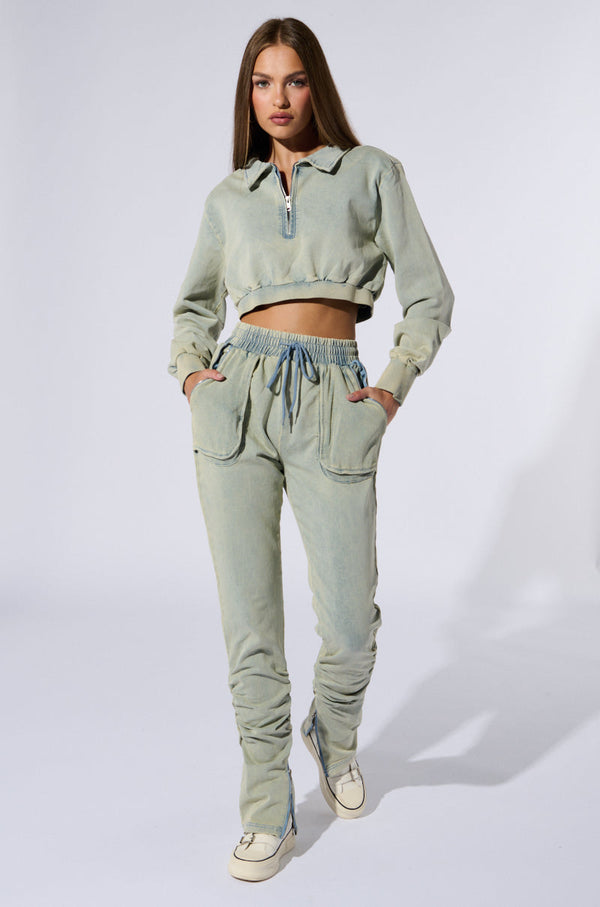SOCIAL STATUS FLARE LEG DENIM JOGGER