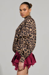 DANGEROUS GIRL LEOPARD LONG SLEEVE PUFF BLOUSE