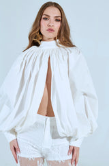 MASTERPIECE WHITE PUFF LONG SLEEVE TOP
