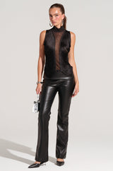 DANIELA FRINGE DETAIL SLEEVELESS MESH TOP IN BLACK