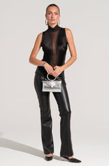 DANIELA FRINGE DETAIL SLEEVELESS MESH TOP IN BLACK