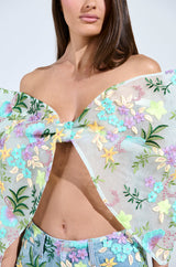 ALL THE RAVE FLORAL BOW TOP