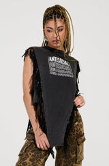 ANTISOCIAL FRINGE DETAIL TSHIRT