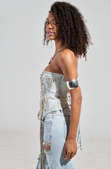 HOUDINI EMBELLISHED DENIM CORSET