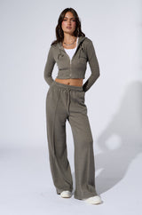 EYES ON ME RIB KNIT ZIP UP IN GREY