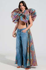 FEELING HEAVENLY BROCADE SHORT SLEEVE BLOUSE