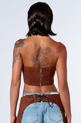 SMOKE HOUR SUEDE CORSET IN BROWN