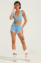 DIVALICIOUS DENIM BRA TOP