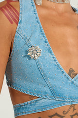 DIVALICIOUS DENIM BRA TOP
