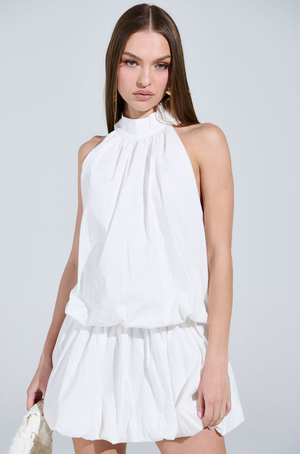 DRESSED FOR ANY OCCASION WHITE POPLIN MINI DRESS