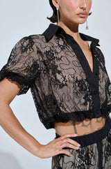 SHINE ON YOU LACE BUTTON DOWN TOP