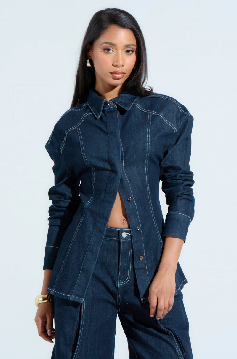 COME WITH ME BUTTON DOWN TOP