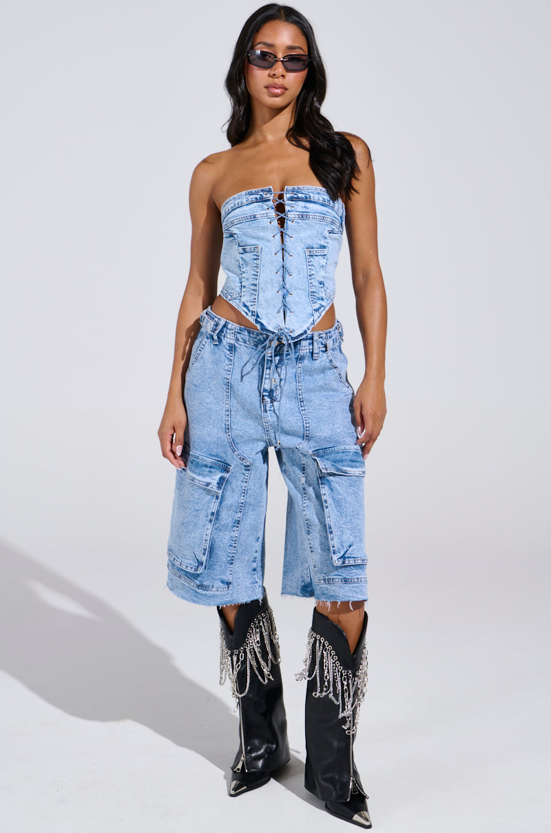 TIED UP DENIM CORSET