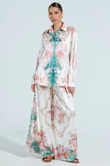 FLORAL GARDEN OVERSIZED SATIN BLOUSE