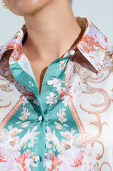 FLORAL GARDEN OVERSIZED SATIN BLOUSE