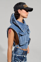 MODEL BEHAVIOR MEDIUM BLUE DENIM TOP