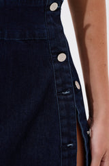 CHELSEA BUTTON SIDE DENIM MAXI DRESS