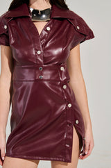 NEVER TOO MUCH PU MINI DRESS