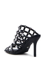 AZALEA WANG JULEATE BLACK CAGED SANDAL