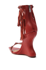 AZALEA WANG KALILA RED FRINGE SANDAL