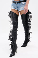 AZALEA WANG KARTICE BLACK STILETTO WESTERN CHAP BOOT