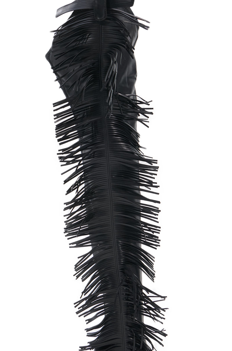 AZALEA WANG KARTICE BLACK STILETTO WESTERN CHAP BOOT