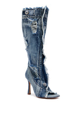 AZALEA WANG KAZUKI DENIM OPEN TOE BOOT
