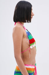 MULTI COLORED HEART CROCHET BRA TOP