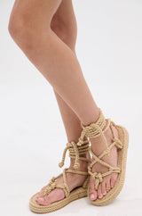 AKIRA KEONA BEIGE ROPE FLAT SANDAL