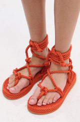 AKIRA KEONA ORANGE ROPE FLAT SANDAL