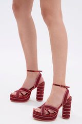 AZALEA WANG KINSLEE BURGUNDY MULTI CHUNKY SANDAL