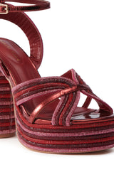 AZALEA WANG KINSLEE BURGUNDY MULTI CHUNKY SANDAL