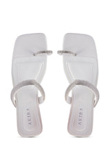 AKIRA LAVEDA WHITE EMBELLISHED FLAT SANDAL