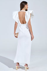 GAGA AT THE OSCARS PUFF SLEEVE MAXI DRESS IN WHITE