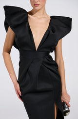 GAGA AT THE OSCARS PUFF SLEEVE MAXI DRESS