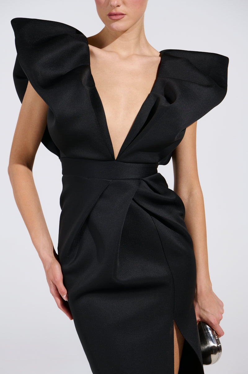 GAGA AT THE OSCARS PUFF SLEEVE MAXI DRESS