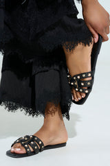 LISA BLACK EMBELLISHED SLIP ON SANDAL