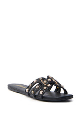 LISA BLACK EMBELLISHED SLIP ON SANDAL