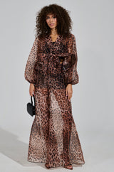 CHEETAH GIRL TIE FRONT BLOUSE