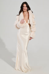 LOVERBOY FAUX FUR MOTO IN IVORY SUEDE