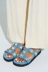 AZALEA WANG LUCINEA DENIM RHINESTONE SANDAL