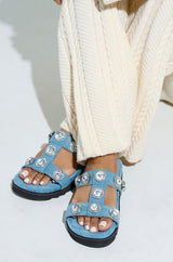 AZALEA WANG LUCINEA DENIM RHINESTONE SANDAL